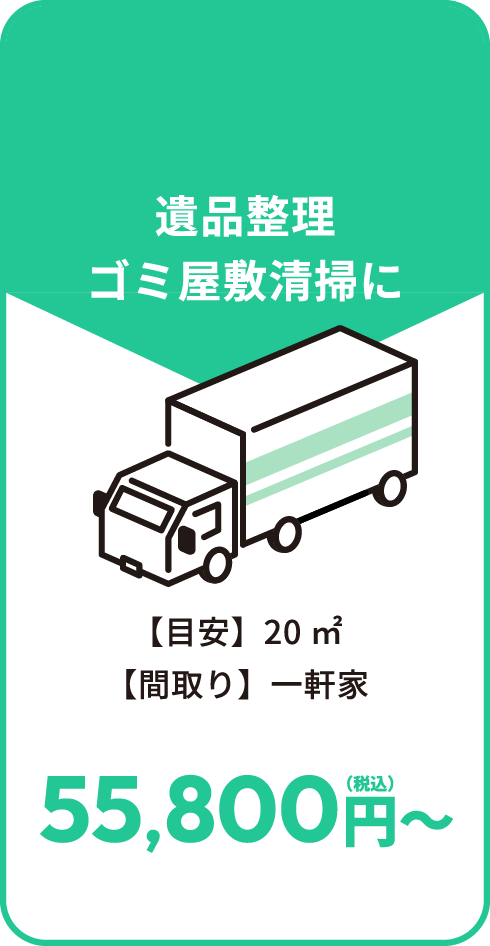 遺品整理ゴミ屋敷清掃に 【目安】20㎡【間取り】一軒家 55,800円～